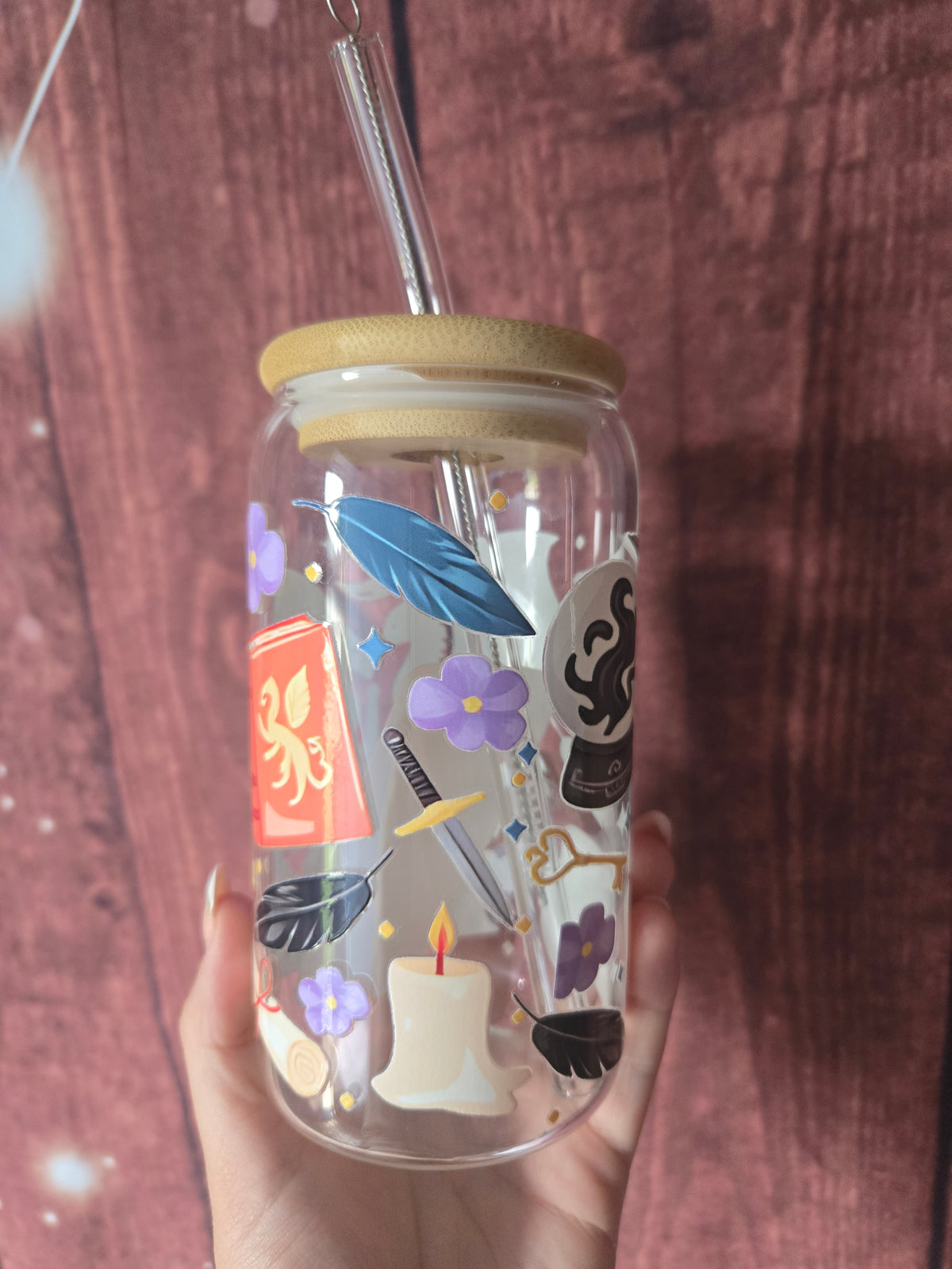 Between Books & Dragons Glass Tumbler