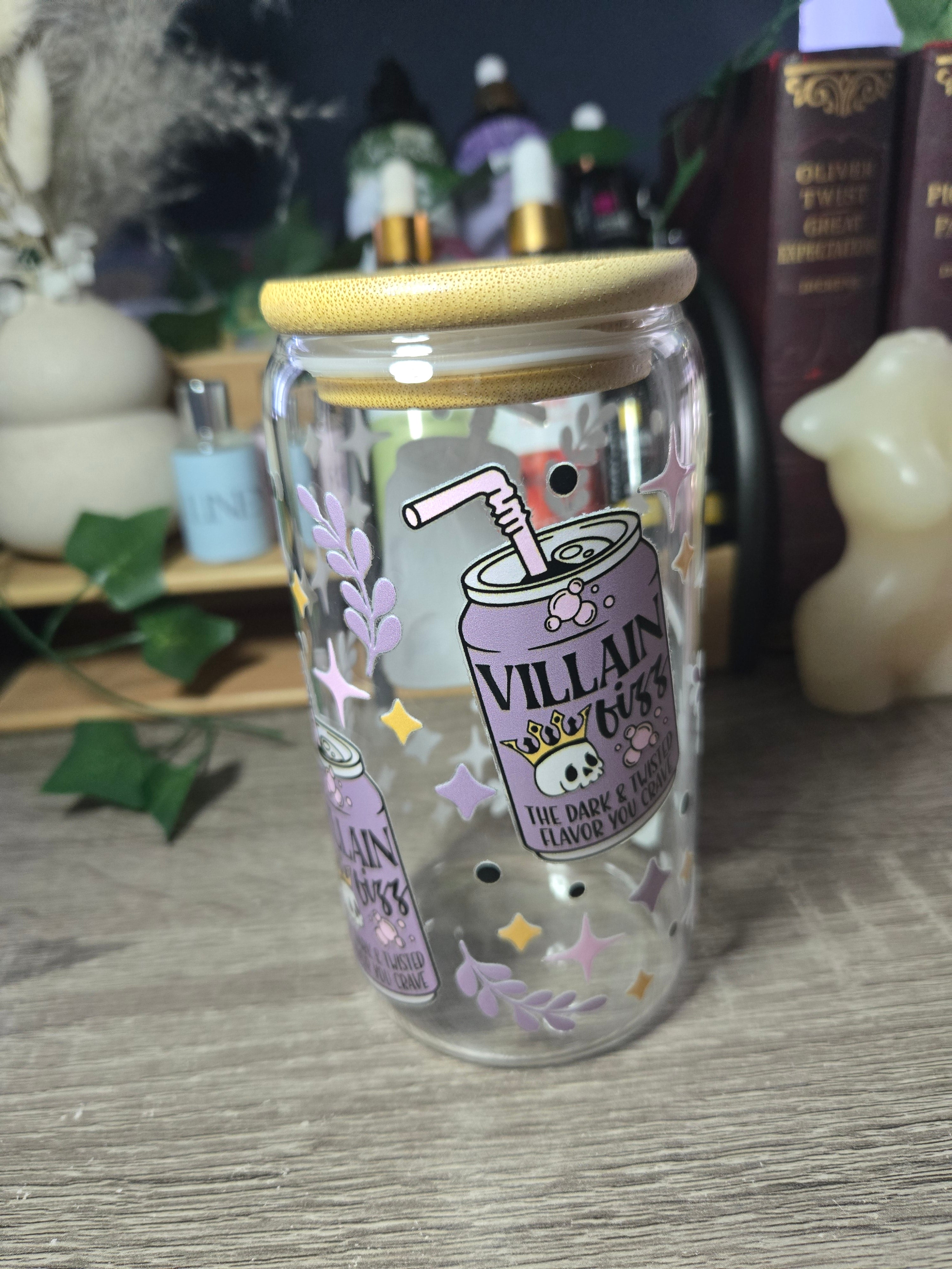 Dark Romance Glass Tumbler with Bamboo Lid & Glass Straw