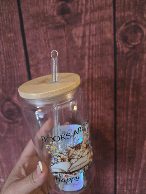 Books Are My Happy Place – Bookish Cat Tumbler
