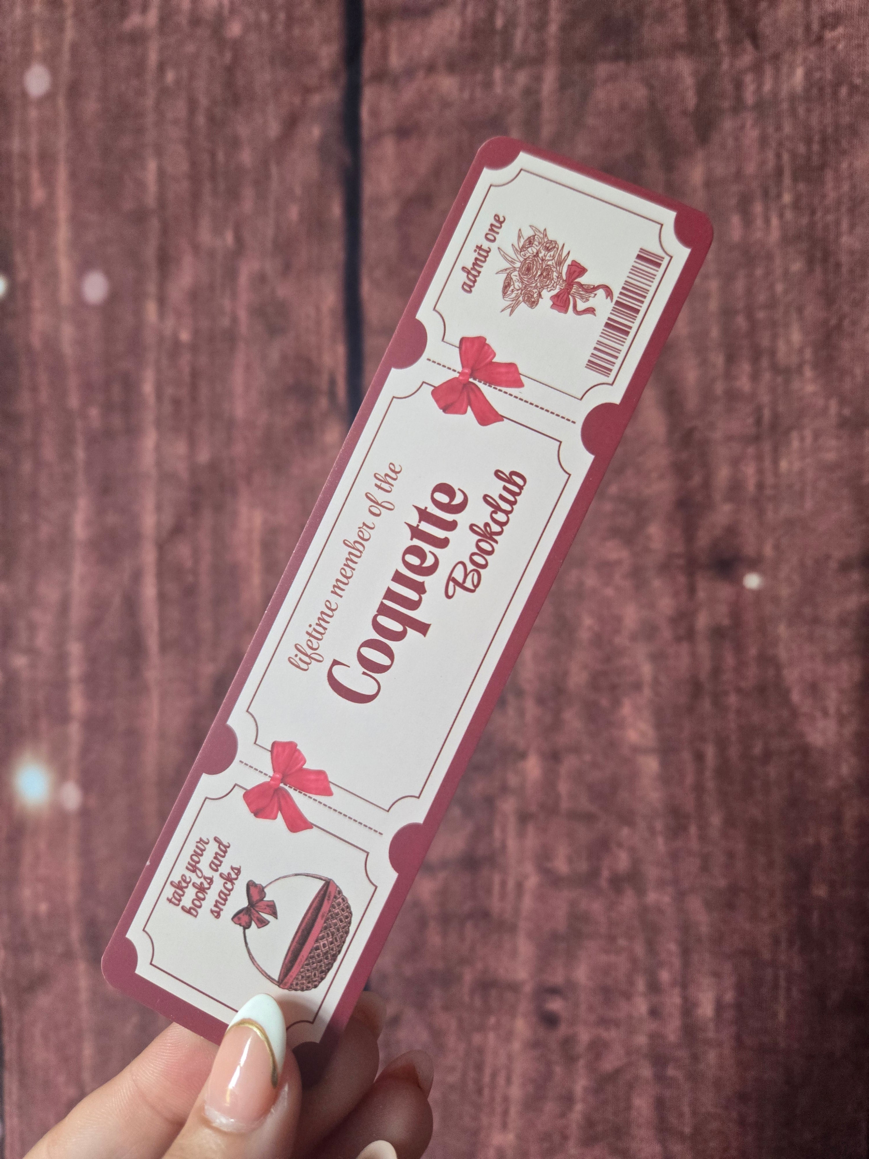 Coquette Book Club Ticket Bookmark