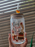 📚 Cozy Book Babe Glass Tumbler