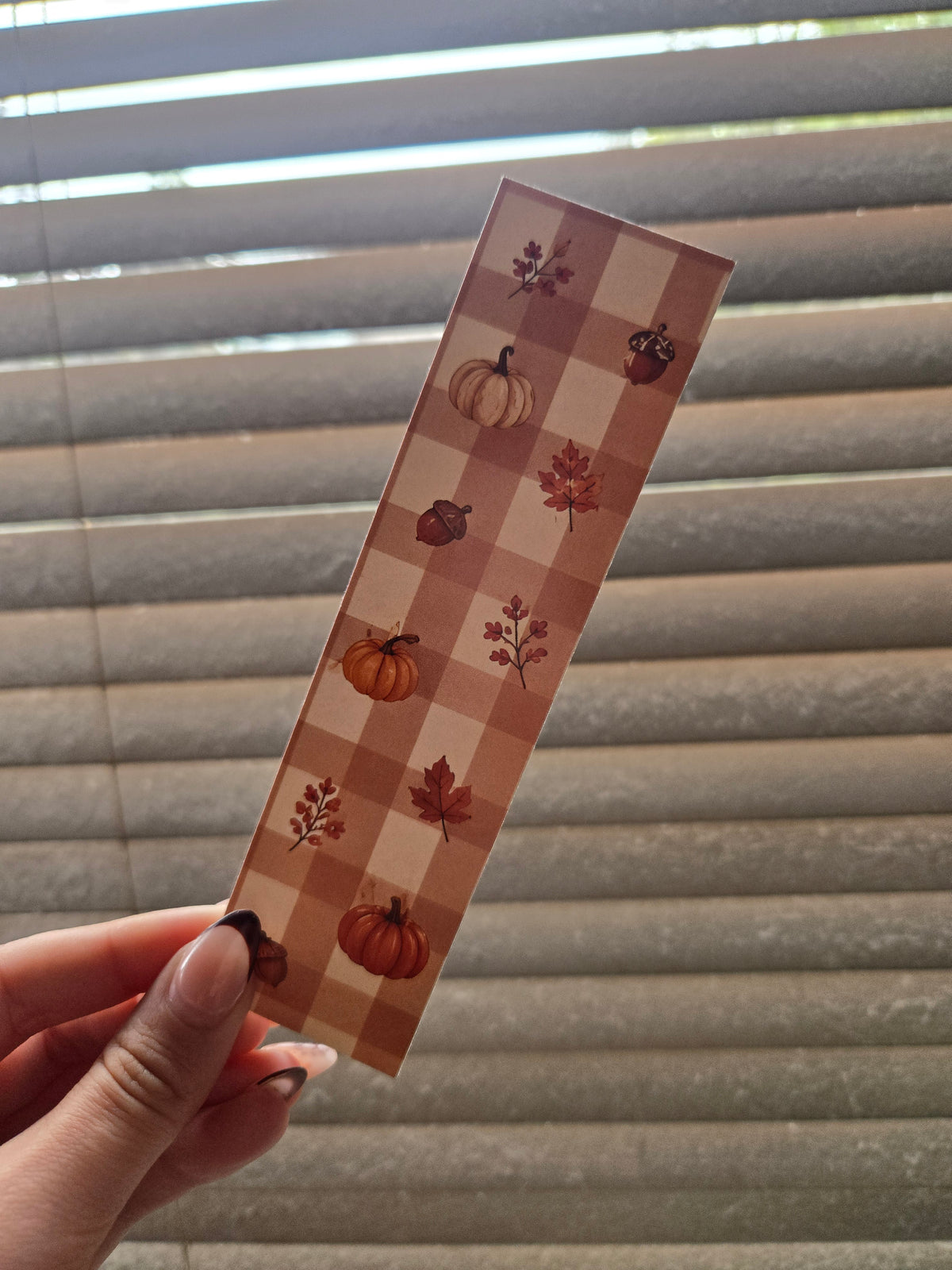 🎃 Pumpkin Patch Gingham Bookmark