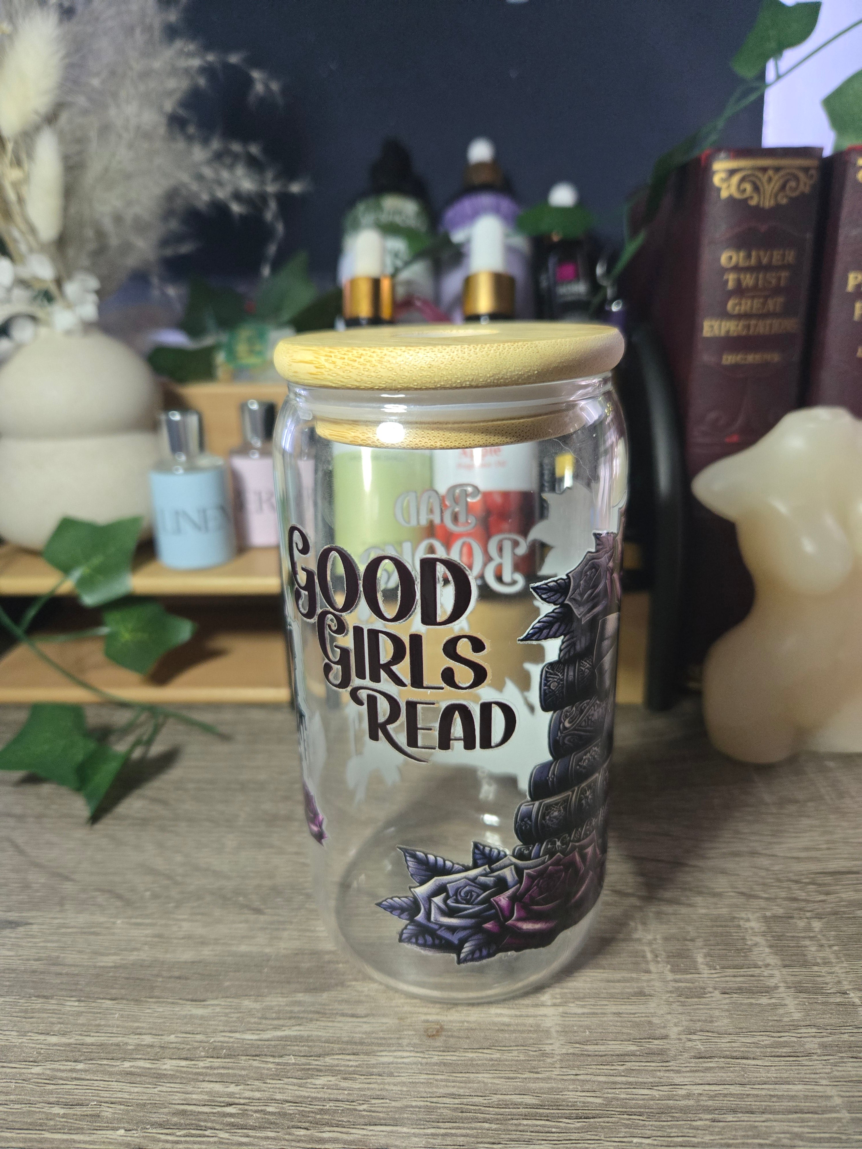 Dark Romance Glass Tumbler with Bamboo Lid & Glass Straw